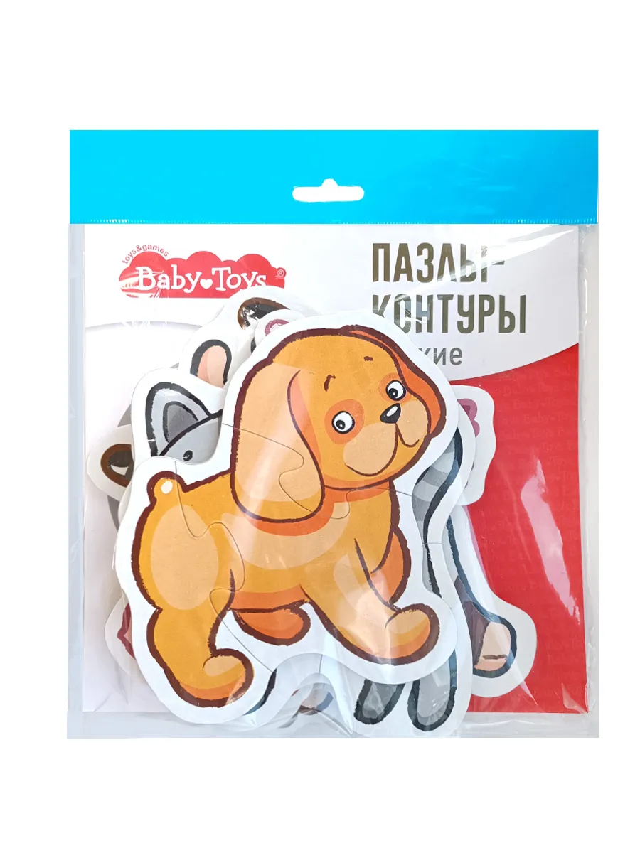 Пазлы-контуры "Домашние животные" 6 фигурок Baby Toys (мягкие)