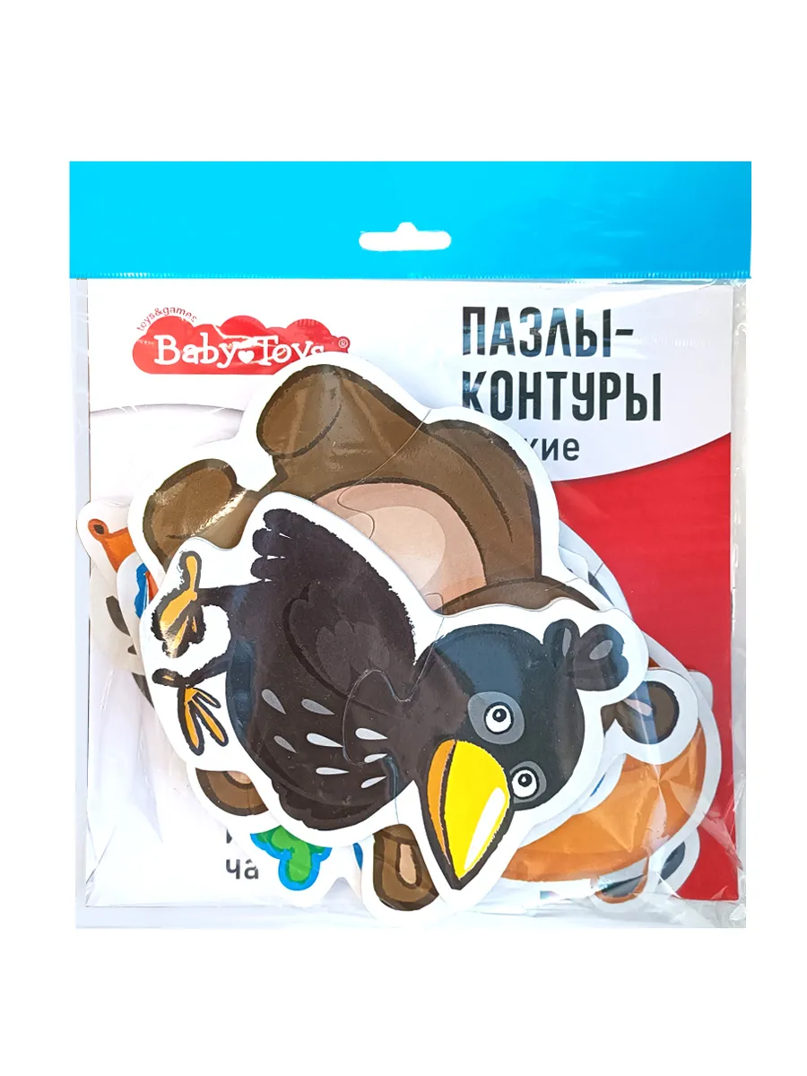 Пазлы-контуры "Лесные животные" 6 фигурок Baby Toys (мягкие)