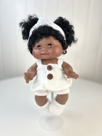 картинка Одежда для кукол и пупсиков - Вязаный комплект - топ, шорты, тапочки , рост 26-30 см, арт120 интернет-магазин TuKiTu.ru