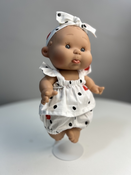 картинка Одежда для кукол - Хлопковый комплект: Топ с крылышками, шорты и бант, обхват талии 13-16 см арт.161 интернет-магазин TuKiTu.ru