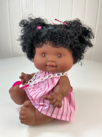 картинка испанские Пупс-мини Pepotes (Тыковка) с волосами, глаза не закрываются (вид 14), 26 см, арт. 954-14 интернет-магазин TuKiTu.ru