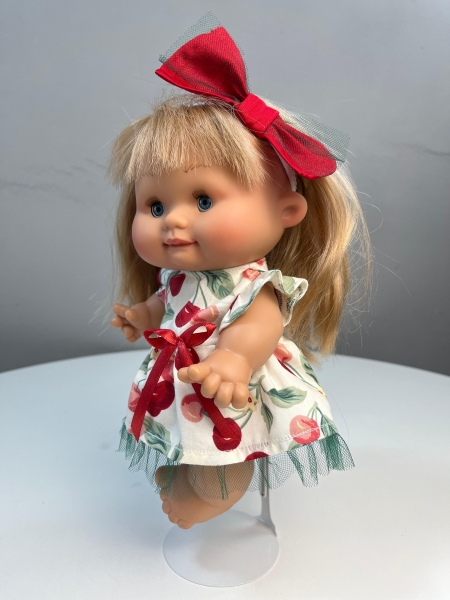картинка Одежда для кукол - Платье "Вишенка"и бант на голову, для пупсов и кукол 26-30 см, арт. 97 интернет-магазин TuKiTu.ru
