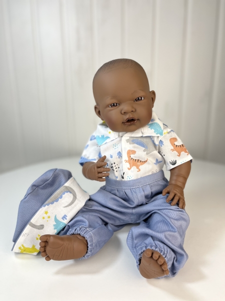 картинка Одежда для пупсов - Комплект "Динозаврики": рубашка, джинсы, панама,  рост 47 см , арт 44 интернет-магазин TuKiTu.ru