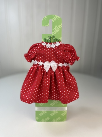 картинка Одежда для кукол - Платье "Красное" и бантик на голову, обхват талии 17-19 см, арт. 50 интернет-магазин TuKiTu.ru