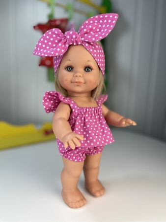 картинка Одежда для кукол - Хлопковый комплект: Топ с крылышками, шорты и бант, для кукол и пупсов 26-30 см, арт. 5 интернет-магазин TuKiTu.ru