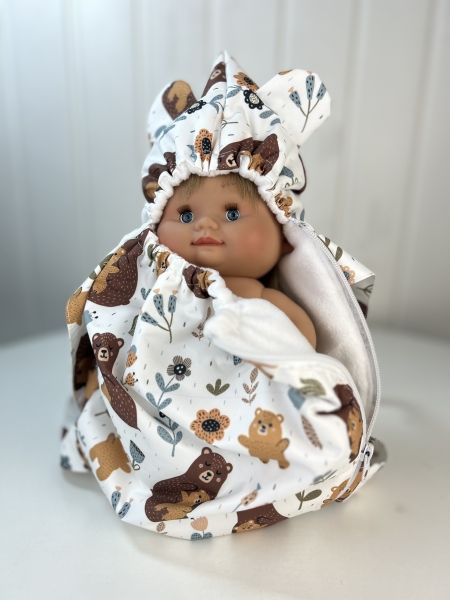 картинка Одежда для кукол - Конверт-переноска "Мишки" с ушками, для кукол и пупсов 26-30 см, арт 164 интернет-магазин TuKiTu.ru