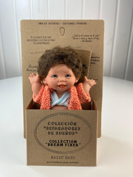 картинка испанские Пупс "Супер-девочка", в светлых шортах и оранжевой накидке, 18 см , арт. 406 интернет-магазин TuKiTu.ru