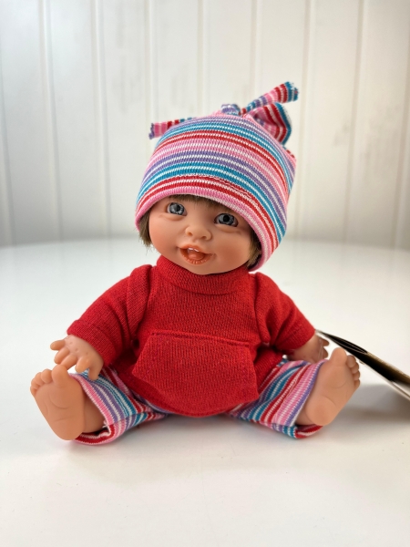 картинка испанские Кукла Джестито "Инфант", 18 см, в красной кофте, смеется, арт. 10000U-19 интернет-магазин TuKiTu.ru