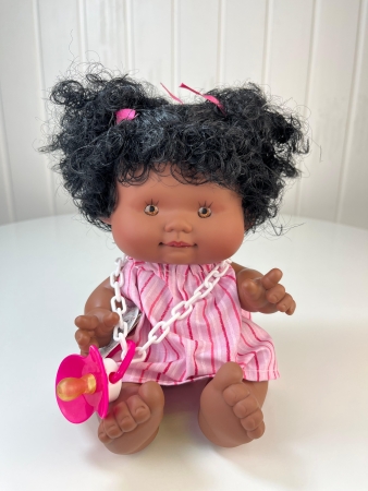 картинка испанские Пупс-мини Pepotes (Тыковка) с волосами, глаза не закрываются (вид 14), 26 см, арт. 954-14 интернет-магазин TuKiTu.ru