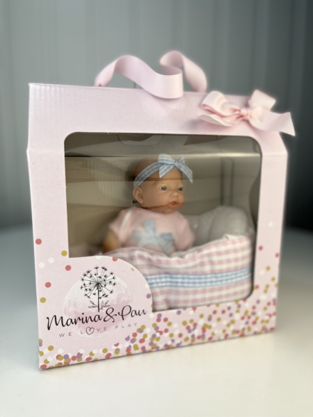 картинка испанские Пупс-мини "Малышка", с переноской-кроваткой, 21 см, арт. 262 интернет-магазин TuKiTu.ru