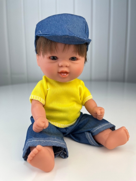 картинка испанские Пупс "Бебетин" с зубами, 21 см, арт. 12092(брюнет) интернет-магазин TuKiTu.ru