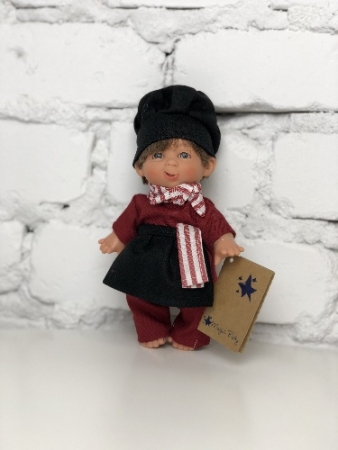 картинка испанские Кукла Джестито"Профессии", повар в темном колпаке, ухмыляется, 18 см, арт. 202U-2 интернет-магазин TuKiTu.ru