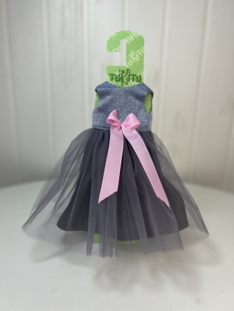 картинка Одежда для кукол - Платье нарядное с юбкой из фатина и бант на голову, обхват талии 13-16 см, арт. 2 интернет-магазин TuKiTu.ru