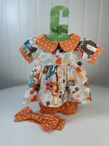 картинка Одежда для пупсов  - Комплект "Зверушки": платье, штанишки и бант, рост 45 см , арт. 121 интернет-магазин TuKiTu.ru