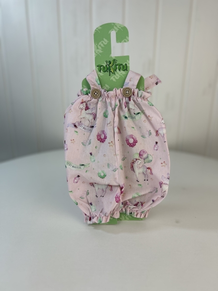 картинка Одежда для пупсов - Комбинезон с пуговицами и  бант на голову,  рост 47 см , арт 38 интернет-магазин TuKiTu.ru