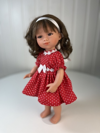 картинка Одежда для кукол - Платье "Красное" и бантик на голову, обхват талии 17-19 см, арт. 50 интернет-магазин TuKiTu.ru