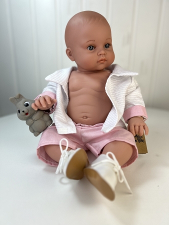 картинка Пупс Артур, в бело-розовом комплекте, 47 см , арт.46024 интернет-магазин TuKiTu.ru