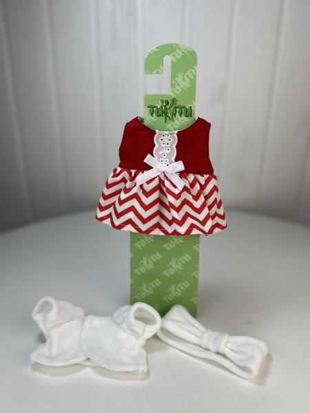 картинка Одежда для кукол - Шубка-накидка бархатная, полосатое платье,  для кукол и пупсов 26-30 см, арт 22 интернет-магазин TuKiTu.ru