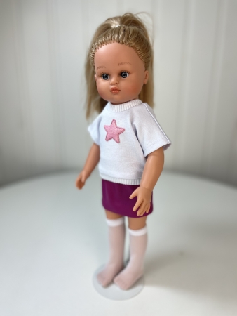 картинка Одежда для кукол - Футболка, юбка кожаная, гольфы., обхват талии 13-16 см , арт. 42 интернет-магазин TuKiTu.ru
