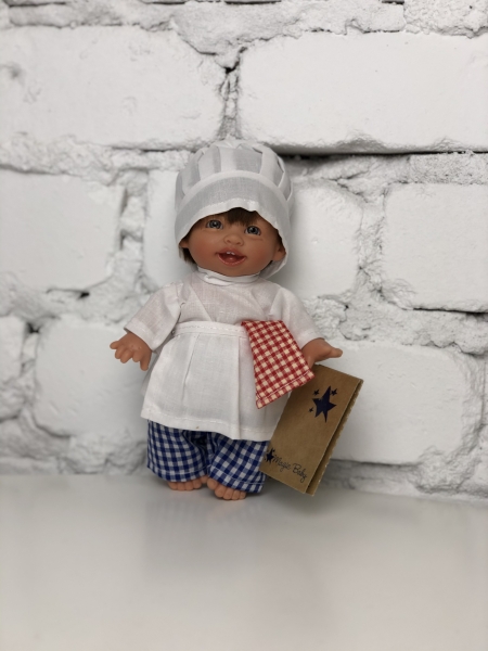 картинка испанские Кукла Джестито"Профессии", повар в светлом колпаке, 18 см, арт. 202U-6 интернет-магазин TuKiTu.ru