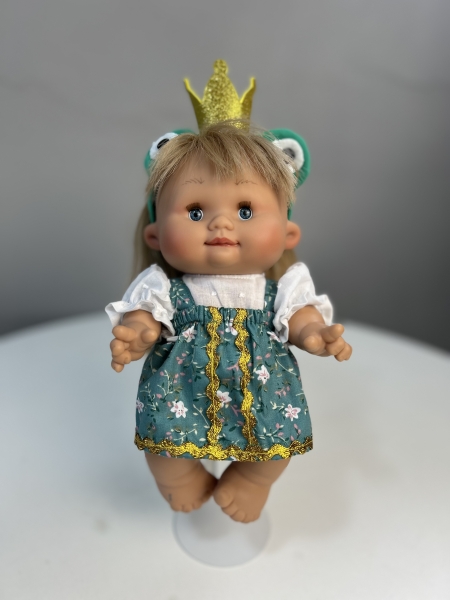 картинка Одежда для кукол-  Костюм "Лягушка": блузка, юбка, повязка, 26-30 см , арт. 79 интернет-магазин TuKiTu.ru