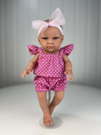 картинка Одежда для кукол - Хлопковый комплект: Топ с крылышками, шорты и бант, для кукол и пупсов 26-30 см, арт. 5 интернет-магазин TuKiTu.ru