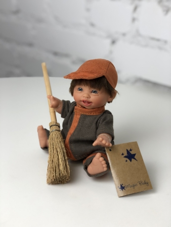 картинка испанские Кукла Джестито"Профессии", дворник, смеется, 18 см, арт. 202U-3 интернет-магазин TuKiTu.ru