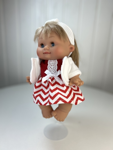 картинка Одежда для кукол - Шубка-накидка бархатная, полосатое платье,  для кукол и пупсов 26-30 см, арт 22 интернет-магазин TuKiTu.ru