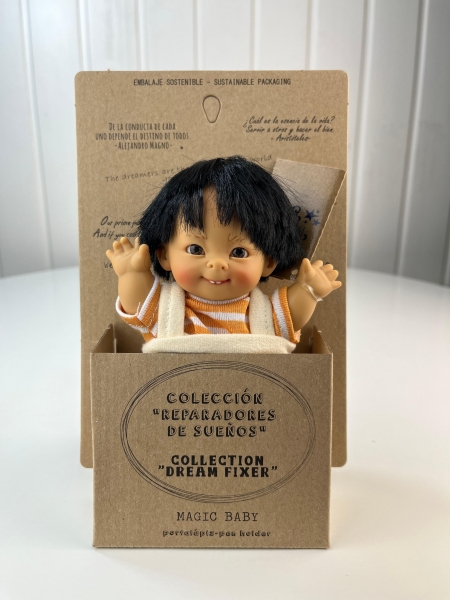 картинка испанские Кукла Джестито "Инфант", 18 см, в желтом комбинезоне, с зубками, арт. 10000U-16 интернет-магазин TuKiTu.ru