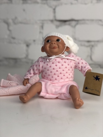 картинка испанские Пупс Каритас, 23 см, в розовом, с высунутым язычком, арт. 300U интернет-магазин TuKiTu.ru