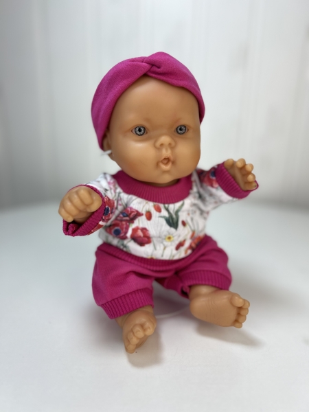 картинка Одежда для кукол - Комплект трикотажный "Маки": Куртка, шорты, повязка, арт. 176 интернет-магазин TuKiTu.ru