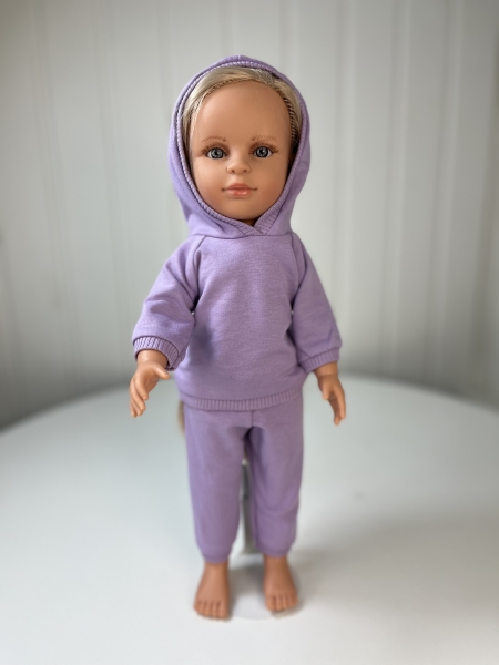 картинка Одежда для кукол - Комплект трикотажный( цвет- лавандовый): брюки, туника, шапка, на рост 40 см, арт. 21 интернет-магазин TuKiTu.ru