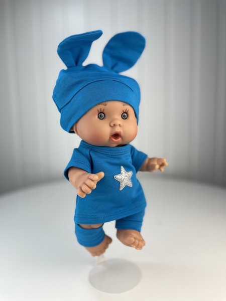 картинка Одежда для кукол - Комплект трикотажный: платье-худи, гетры, шапочка, арт. 13 интернет-магазин TuKiTu.ru