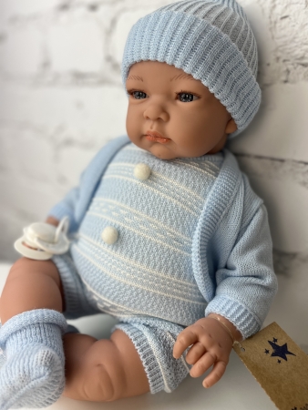 картинка Пупс Джон, в голубой кофте и шапочке, 47 см , арт. 50518С интернет-магазин TuKiTu.ru