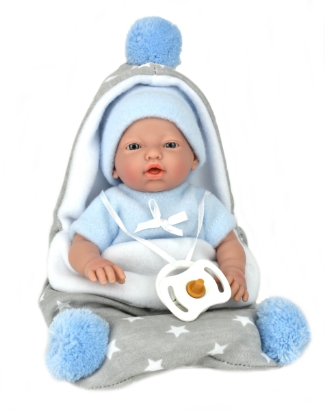 картинка испанские Пупс-мини "Новорожденный", в голубом, в конверте (в коробке), 20 см, арт. 212 интернет-магазин TuKiTu.ru