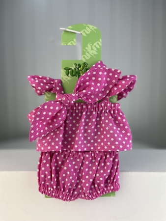 картинка Одежда для кукол - Хлопковый комплект: Топ с крылышками, шорты и бант, для кукол и пупсов 26-30 см, арт. 5 интернет-магазин TuKiTu.ru