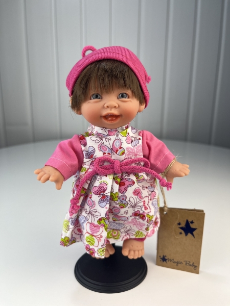 картинка испанские Кукла Джестито "Инфант", 18 см, в розовой шапке, смеется,  арт. 10000U-8 интернет-магазин TuKiTu.ru