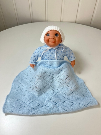 картинка испанские Пупс Каритас, 23 см, в голубом, с высунутым язычком, арт. 300U интернет-магазин TuKiTu.ru
