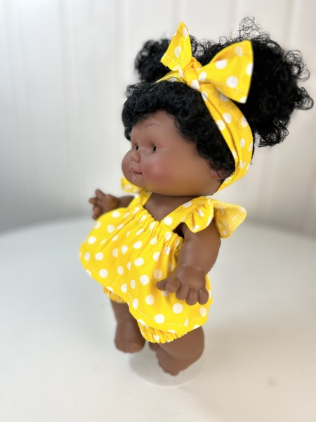 картинка Одежда для кукол - Комплект: Топ с крылышками, шорты и бант, обхват талии 13-16 см арт.160 интернет-магазин TuKiTu.ru